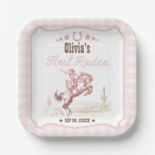 First Rodeo 1st Birthday Pink Western Paper Plates