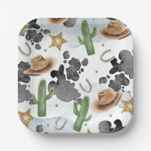 First Rodeo 1st Birthday Rustic Wild West Paper Plates
