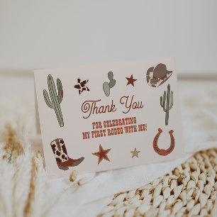 First Rodeo 1st Birthday Thank You Card Wild West