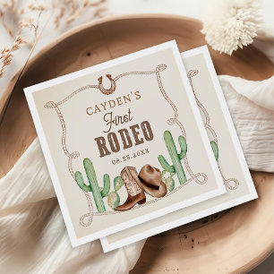 First Rodeo 1st Birthday Western Cowboy Napkins