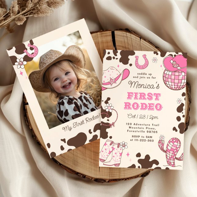 First rodeo 1st birthday wild one girl photo invitation (Creator Uploaded)