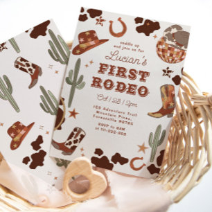 First rodeo 1st birthday Wild west cowboy Invitation