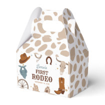 First Rodeo Beige Wild West Boy First Birthday Favor Boxes