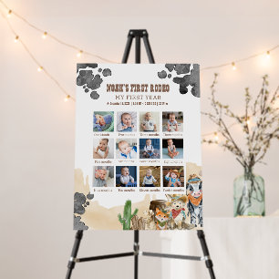 First Rodeo Birthday 12 Month Photo Collage  Foam Board