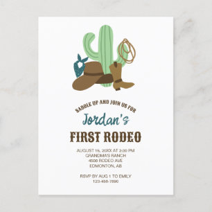 First Rodeo Birthday 1st Cowboy Cute Western Postcard