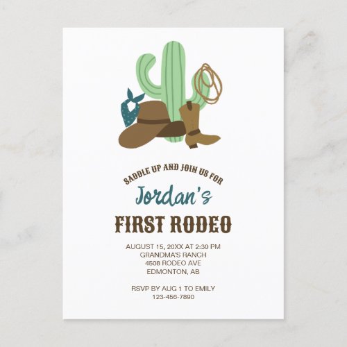 First Rodeo Birthday 1st Cowboy Cute Western Postcard
