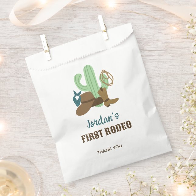 First Rodeo Birthday 1st Cowboy Western Favor Bag (Clipped)