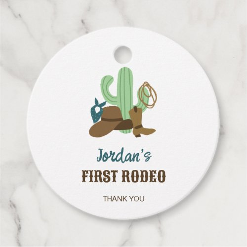 First Rodeo Birthday 1st Cowboy Western Favor Tags