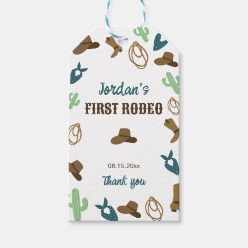 First Rodeo Birthday 1st Cowboy Western Gift Tags