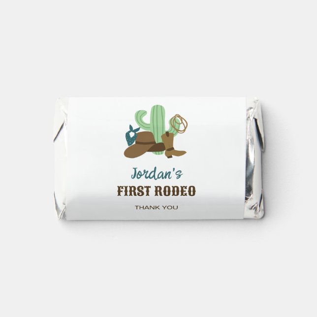 First Rodeo Birthday 1st Cowboy Western Hershey's Miniatures (Front)