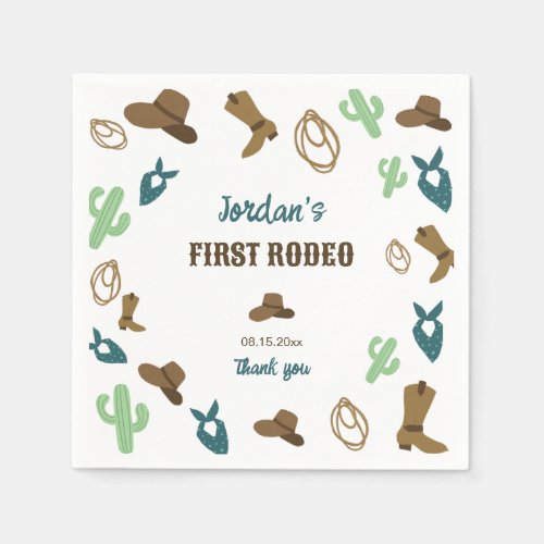 First Rodeo Birthday 1st Cowboy Western Napkins