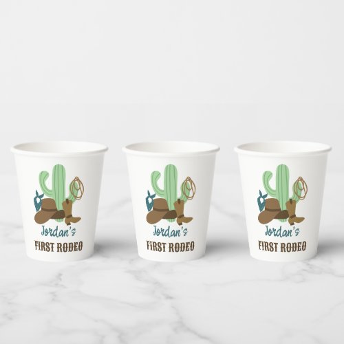 First Rodeo Birthday 1st Cowboy Western Paper Cups