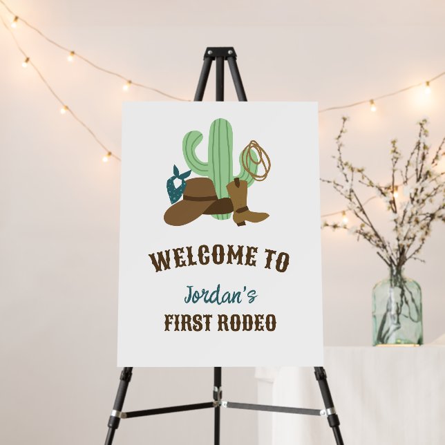 First Rodeo Birthday 1st Cowboy Western Welcome Foam Board (In Situ (Stand))