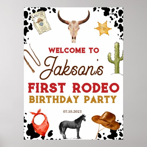 First Rodeo Birthday 1st Rodeo Welcome Poster