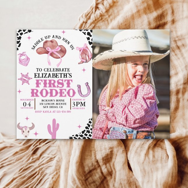 First Rodeo Birthday for Girls – Pink Western Invitation (Creator Uploaded)