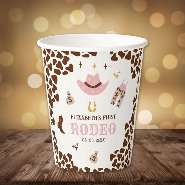 First Rodeo Birthday Girl, Cute Cowgirl Paper Cups (Creator Uploaded)