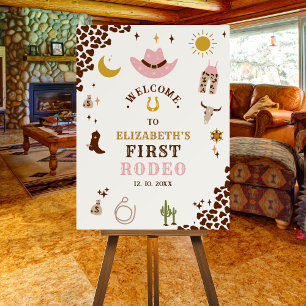 First Rodeo Birthday Girl, Fun Cowgirl Birthday Foam Board