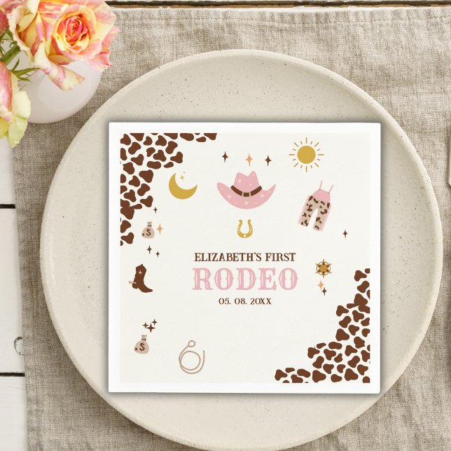 First Rodeo Birthday Girl, Fun Cowgirl Birthday Napkins (Creator Uploaded)