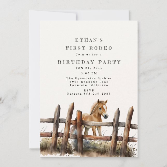 First Rodeo Birthday Invitation (Front)
