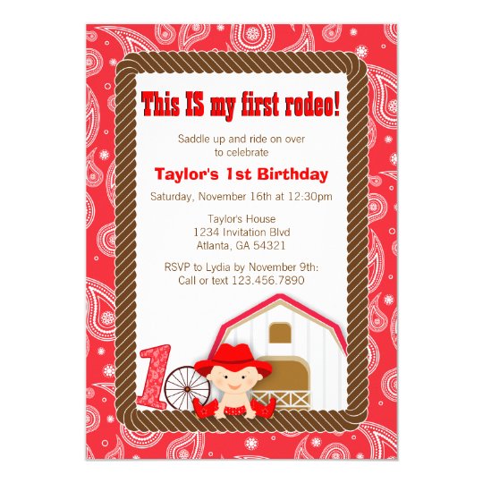 First Rodeo Birthday Invitation Zazzle com