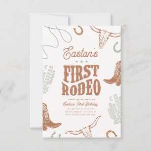 First Rodeo Birthday Invitation Cowboy Party