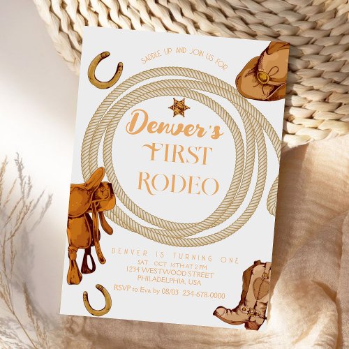 First Rodeo Birthday Invitations Gender Neutral