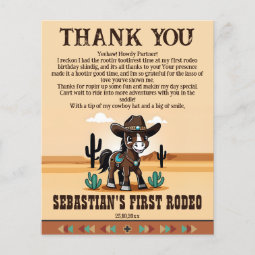 First rodeo birthday party thank you card | Zazzle