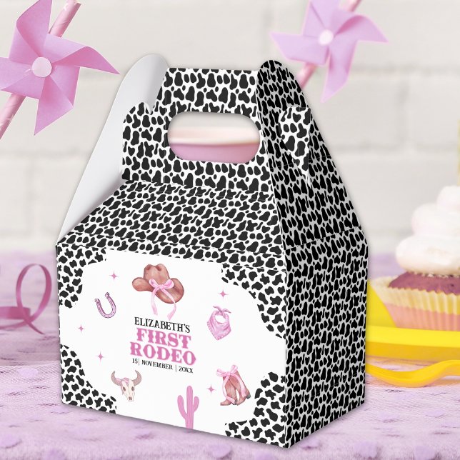 First Rodeo Birthday – Pink & Black Cowgirl Theme Favor Boxes (Creator Uploaded)