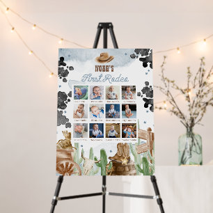 First Rodeo Birthday Rustic Monthly Photo Sign