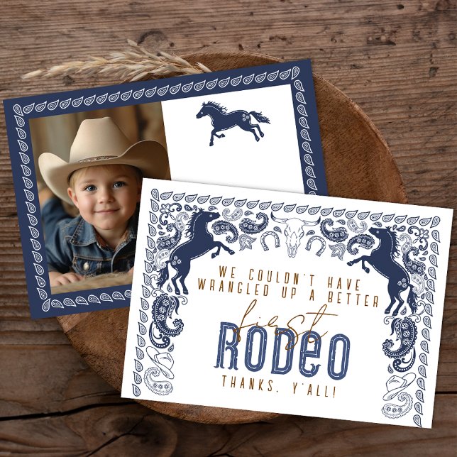 First Rodeo Birthday Thank You Card Western Cowboy (1st Rodeo Birthday Thank You Card)