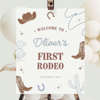 First Rodeo Birthday Welcome Sign, Western Party Foam Board