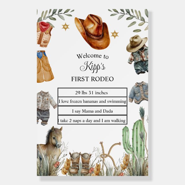 First Rodeo Birthday with Photo template Foam Board (Front)