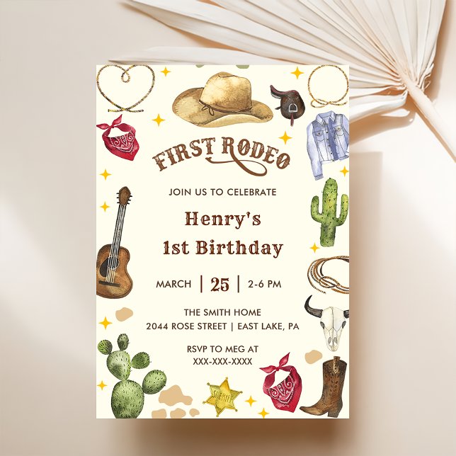 First Rodeo Bithday Cowboy 1st Birthday Invitation (Creator Uploaded)