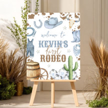 First Rodeo Blue 16x20 Welcome Sign