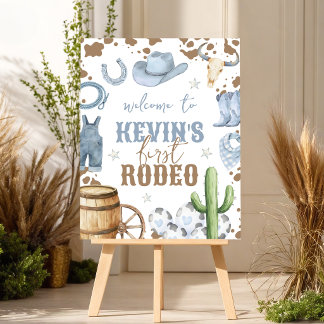 First Rodeo Blue 16x20 Welcome Sign