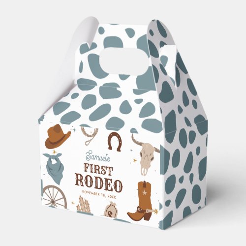 First Rodeo Blue Wild West Boy First Birthday Favor Boxes