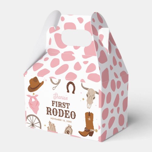First Rodeo Blue Wild West Girl First Birthday Favor Boxes