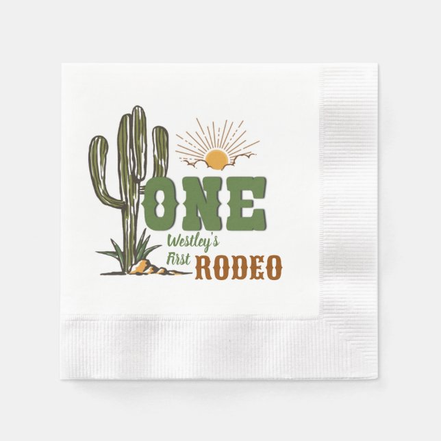 First Rodeo Boy Birthday  Napkins (Front)