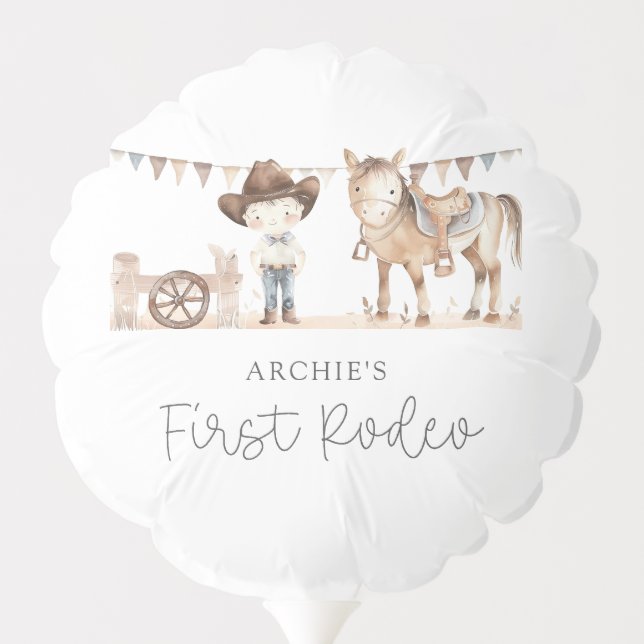 First Rodeo Boy  Birthday Party Balloon (Back)