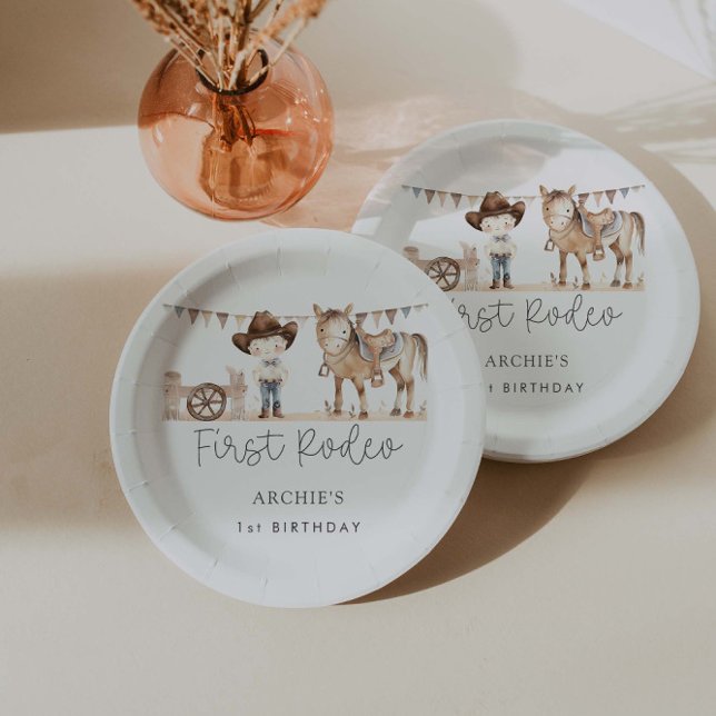 First Rodeo Boy Birthday Party Paper Plates (Creator Uploaded)