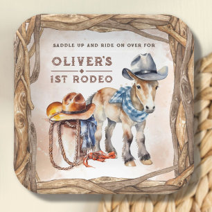 First RODEO Boy Cowboy 1st Birthday Paper Plate
