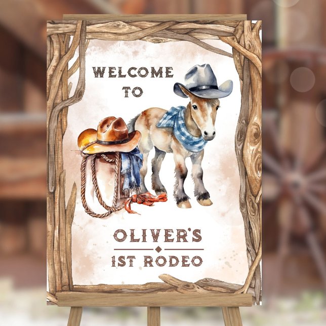 First RODEO | Boy Cowboy 1st Birthday Party Foam Board (Creator Uploaded)
