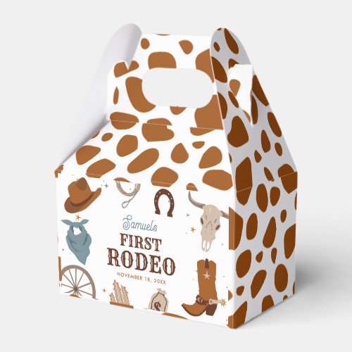 First Rodeo Brown Wild West Boy First Birthday Favor Boxes