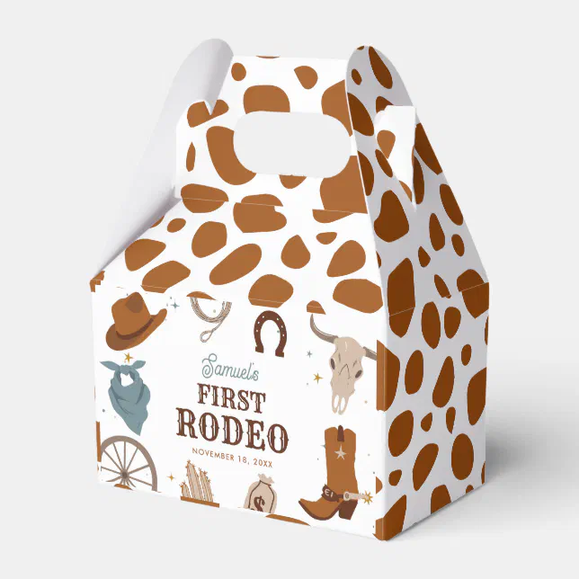 First Rodeo Brown Wild West Boy First Birthday Favor Boxes | Zazzle