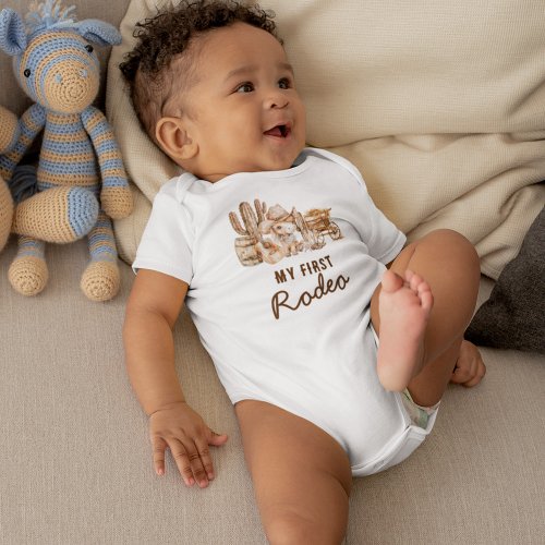 First Rodeo Country Cowboy Birthday Baby Bodysuit