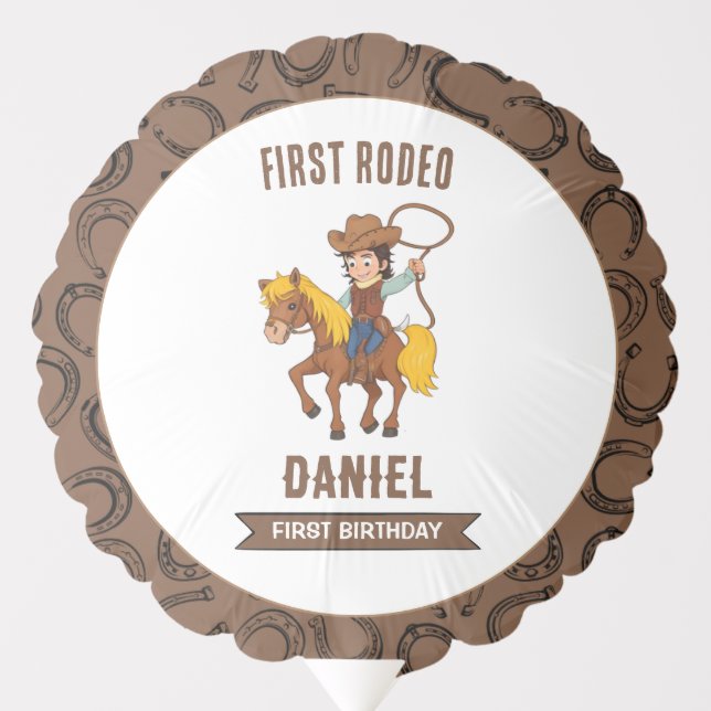 First Rodeo Cowboy 1st Birthday Balloon (Front)
