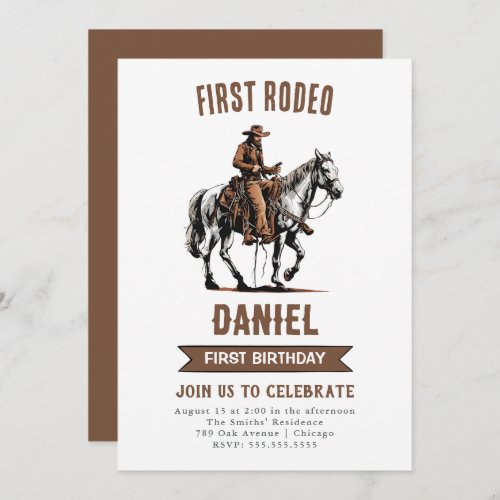 First Rodeo Cowboy 1st Birthday Invitation