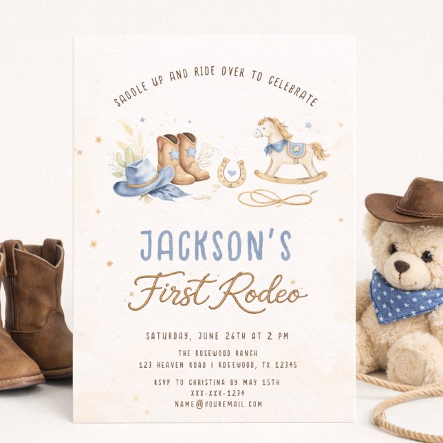 First Rodeo Cowboy 1st Birthday Invitation (Creator Uploaded)