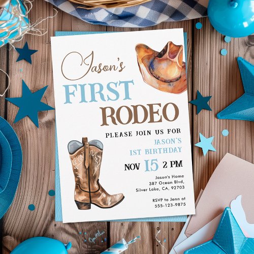 First Rodeo Cowboy 1st Birthday Invitation