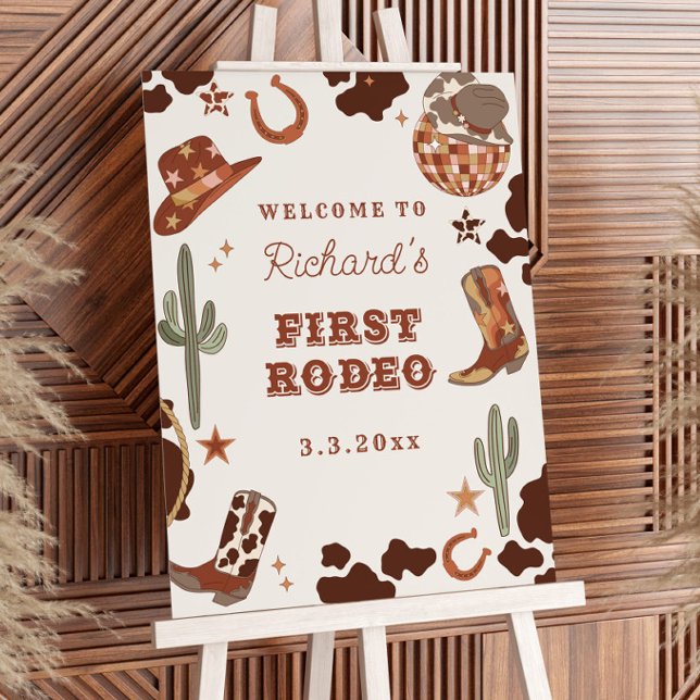 First Rodeo Cowboy 1st Birthday party Welcome Foam Board (Creator Uploaded)